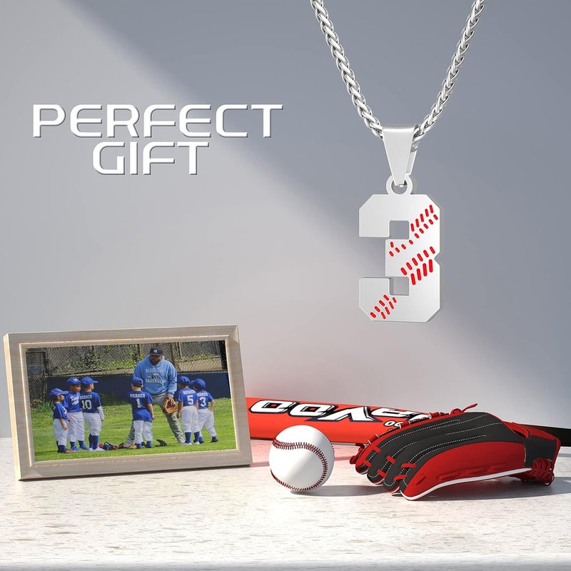 Wikavanli Personalized Baseball Jersey Number 00-99 Necklace - Stainless Steel Baseball Chain Pendant Necklace - Team Jewelry Gift for Boys, Girls, Men, Women - Image 4